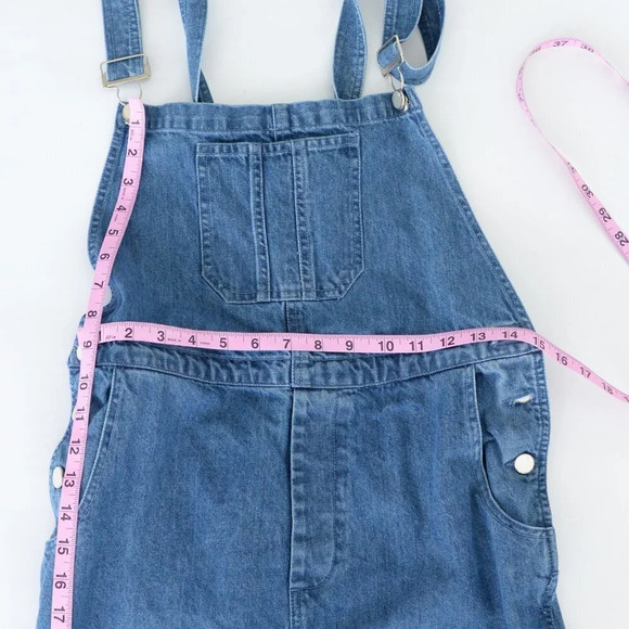French Connection Blue Shadow Dungarees Denim Overalls Med - Picture 4 of 16